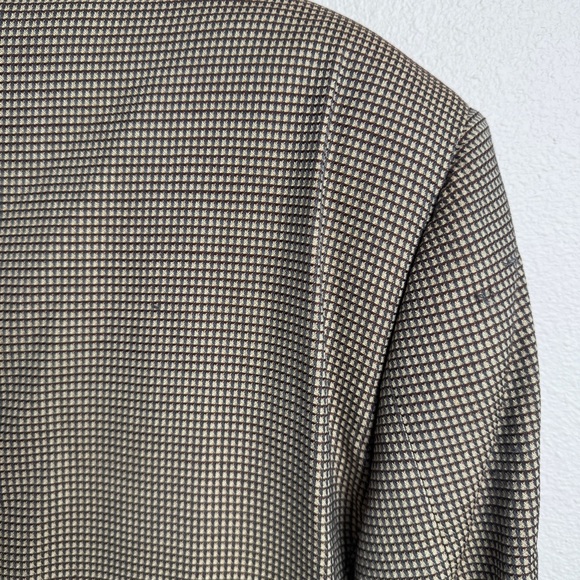 Ermenegildo Zegna Silk Wool Blazer Suit Jacket Tan Black Houndstooth 46R Flaws - Picture 5 of 16